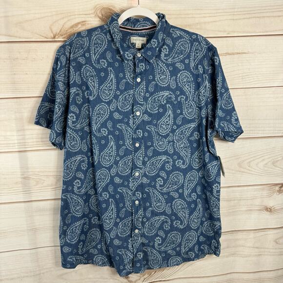 Sun + Stone Other - Sun + Stone Blue Short Sleeve Button Up Size XL
